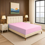 The Luxe Collection - 6 Piece Cotton Vertical Satin Stripe Duvet Cover Set - Inc. 1 Duvet Cover, 1 Fitted Sheet with 2 Housewife & 2 Oxford Pillowcases (Double) - Pink