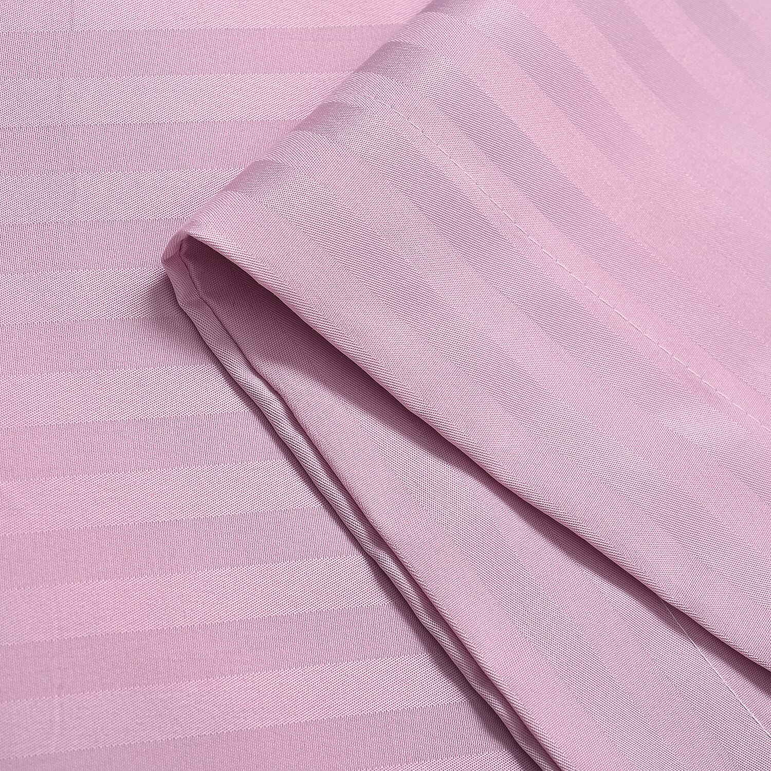 The Luxe Collection - 6 Piece Cotton Vertical Satin Stripe Duvet Cover Set - Inc. 1 Duvet Cover, 1 Fitted Sheet with 2 Housewife & 2 Oxford Pillowcases (Double) - Pink
