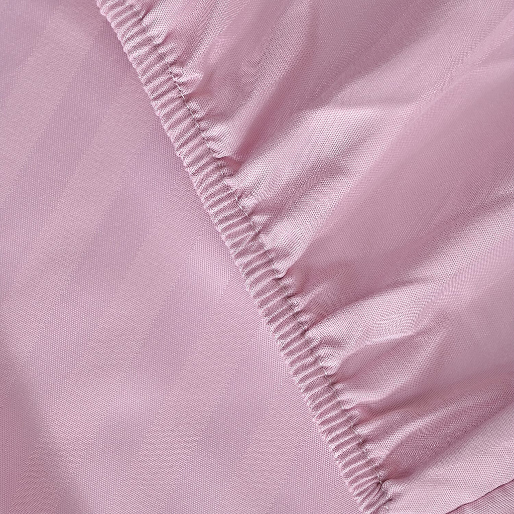 The Luxe Collection - 6 Piece Cotton Vertical Satin Stripe Duvet Cover Set - Inc. 1 Duvet Cover, 1 Fitted Sheet with 2 Housewife & 2 Oxford Pillowcases (Double) - Pink
