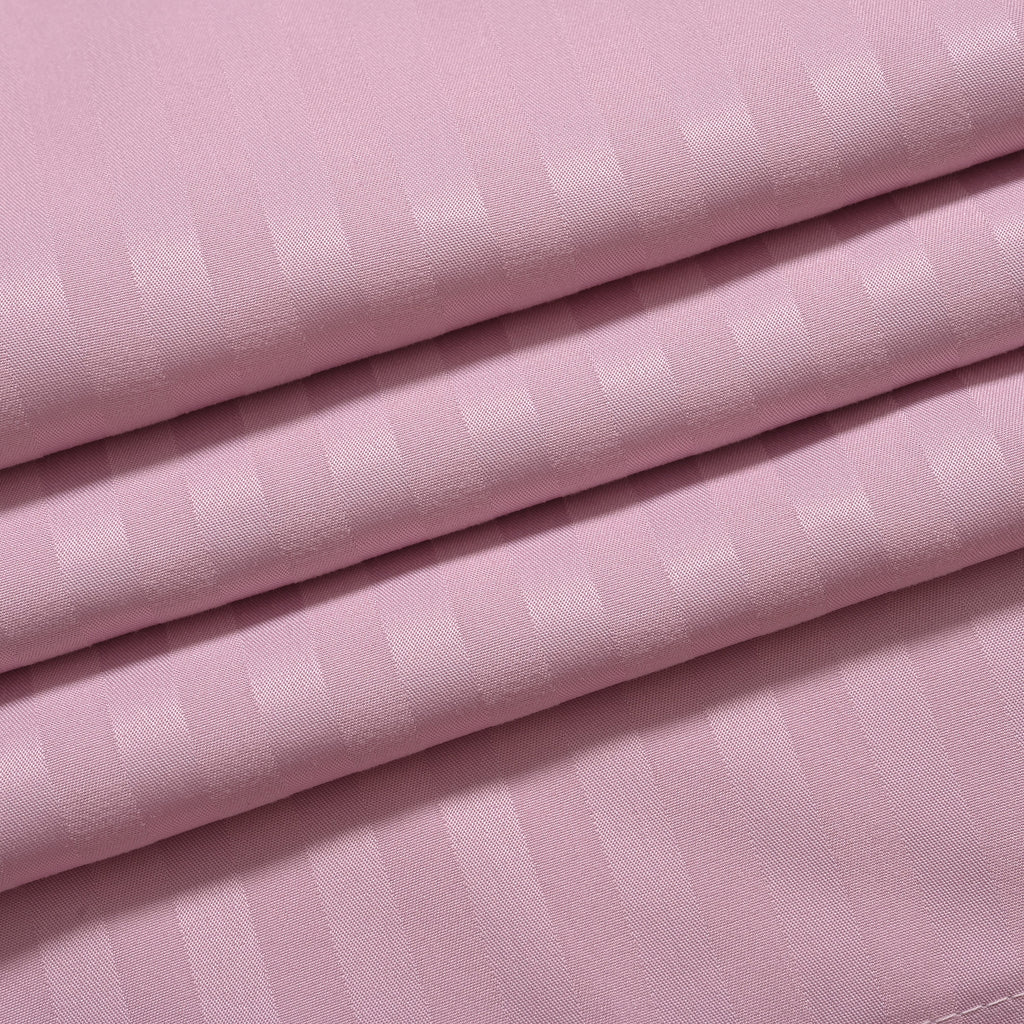 The Luxe Collection - 6 Piece Cotton Vertical Satin Stripe Duvet Cover Set - Inc. 1 Duvet Cover, 1 Fitted Sheet with 2 Housewife & 2 Oxford Pillowcases (Double) - Pink