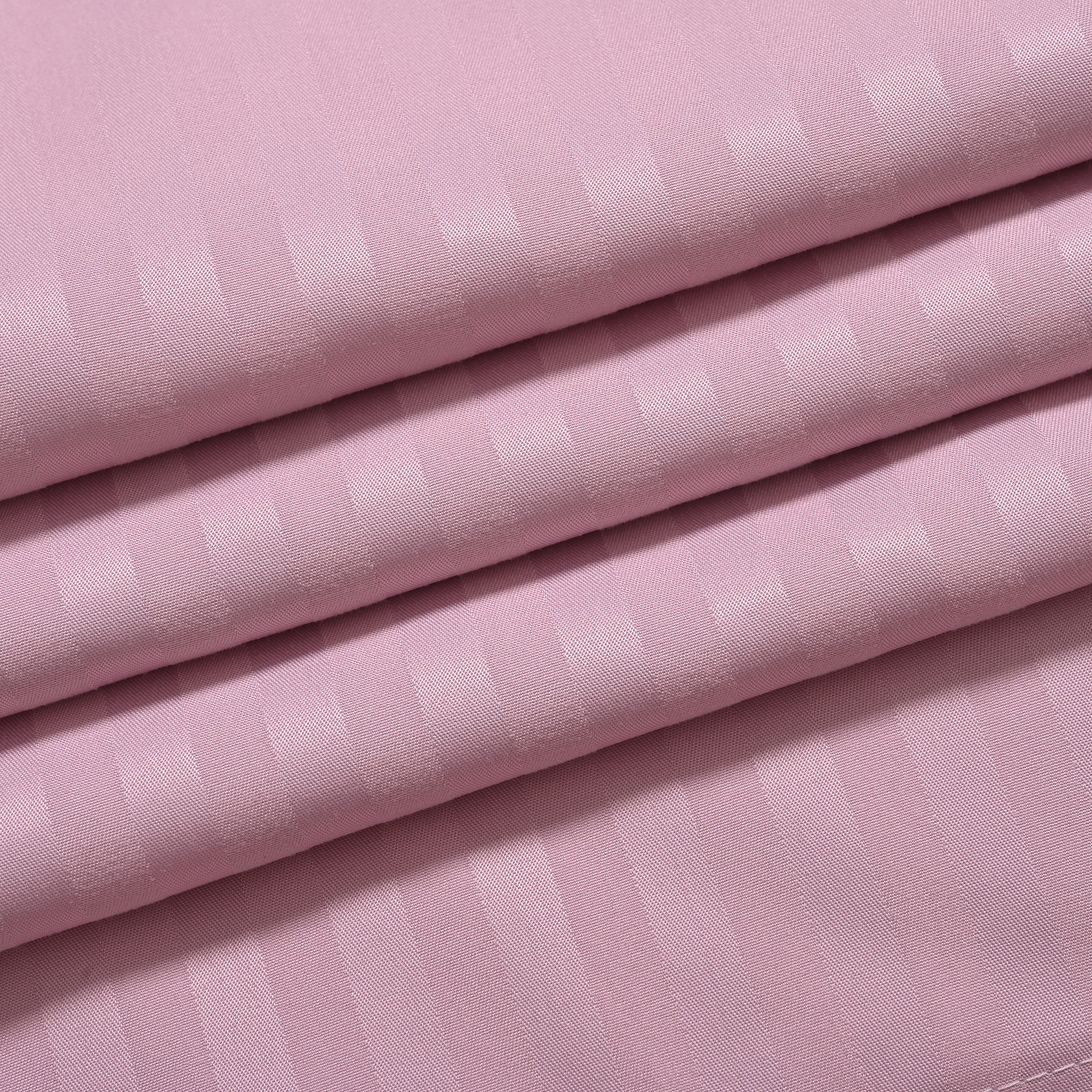The Luxe Collection - 6 Piece Cotton Vertical Satin Stripe Duvet Cover Set - Inc. 1 Duvet Cover, 1 Fitted Sheet with 2 Housewife & 2 Oxford Pillowcases (Double) - Pink