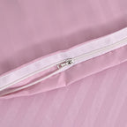 The Luxe Collection - 6 Piece Cotton Vertical Satin Stripe Duvet Cover Set - Inc. 1 Duvet Cover, 1 Fitted Sheet with 2 Housewife & 2 Oxford Pillowcases (Double) - Pink