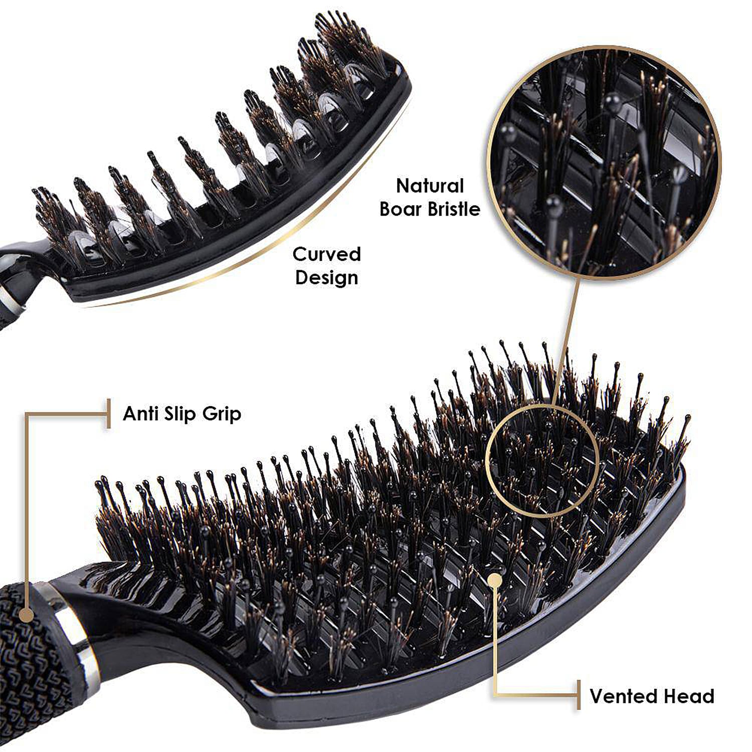 Thick Tails Salon Professional Boar Bristle Hair Brush