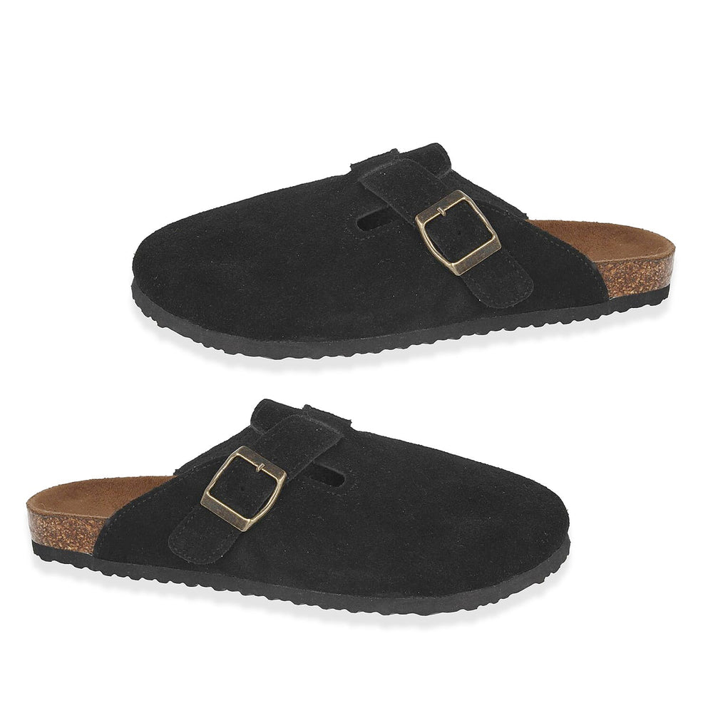 Thomas Blunt Mens Suede Close-Toe Mules With Buckle (Size 7) - Black