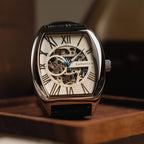 Thomas Earnshaw Automatic Movt. Silver White Dial 5ATM Water Resistance Mens Watch with Genuine Leather Strap