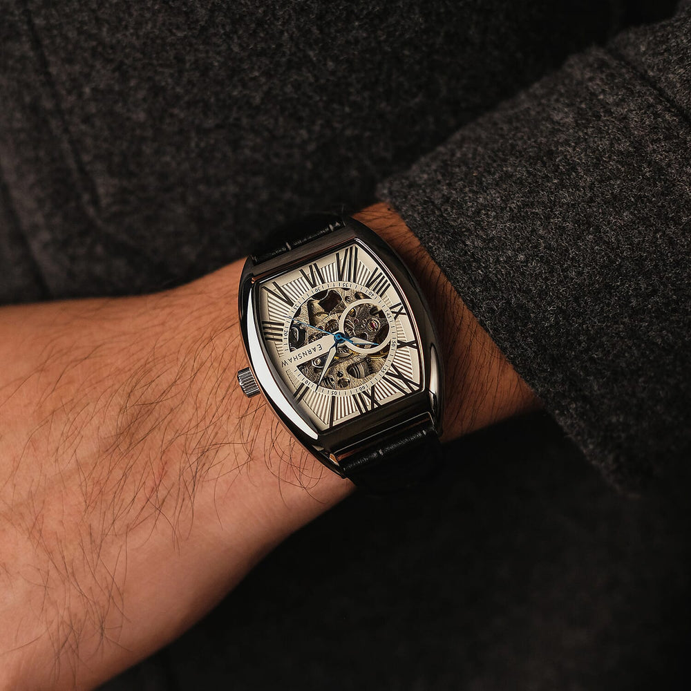 Thomas Earnshaw Automatic Movt. Silver White Dial 5ATM Water Resistance Mens Watch with Genuine Leather Strap