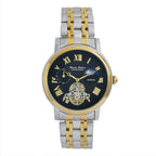 Thomas Tompion Automatic Movt. 3ATM WR Black Dial with Gold Colour Top Ring Mens Watch with Two Tone Stainless Steel Strap