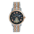 Thomas Tompion Automatic Movt. 3ATM WR Black Dial with Rose Gold Top Ring Mens Watch with Two Tone Stainless Steel Strap