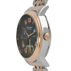 Thomas Tompion Automatic Movt. 3ATM WR Black Dial with Rose Gold Top Ring Mens Watch with Two Tone Stainless Steel Strap