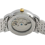 Thomas Tompion Automatic Movt. 3ATM WR Silver Dial with Gold Colour Top Ring Mens Watch with Two Tone Stainless Steel Strap