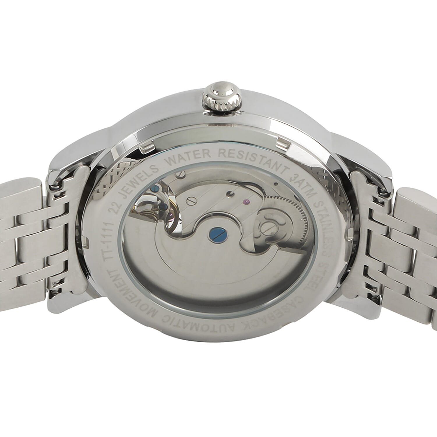 Thomas Tompion Automatic Movt. 3ATM Water Resistance Silver Dial Mens Watch with Silver Colour Stainless Steel Strap