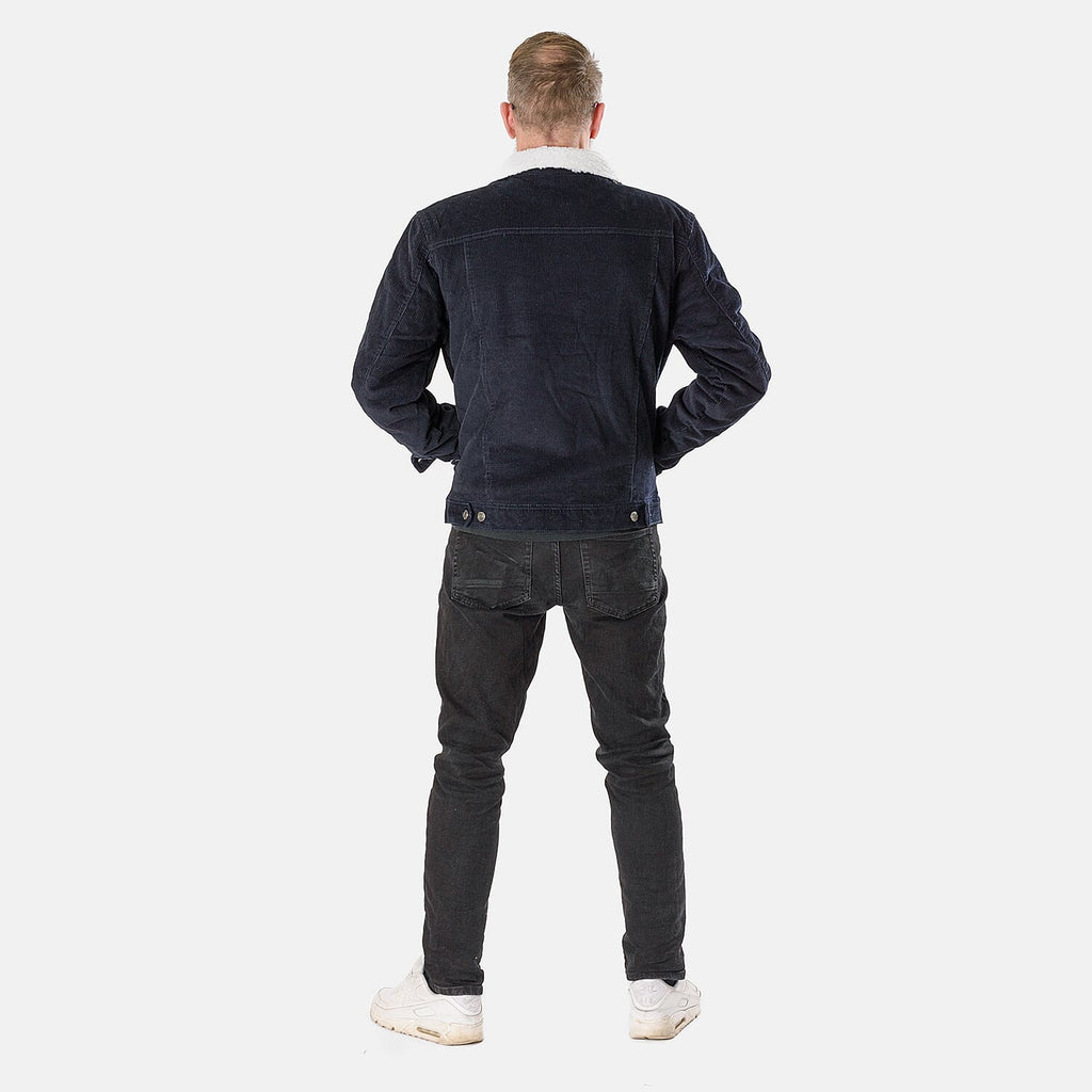 Threadbare 100% Cotton Mens Corduroy Sherpa Collar Jacket (Size L) - Black