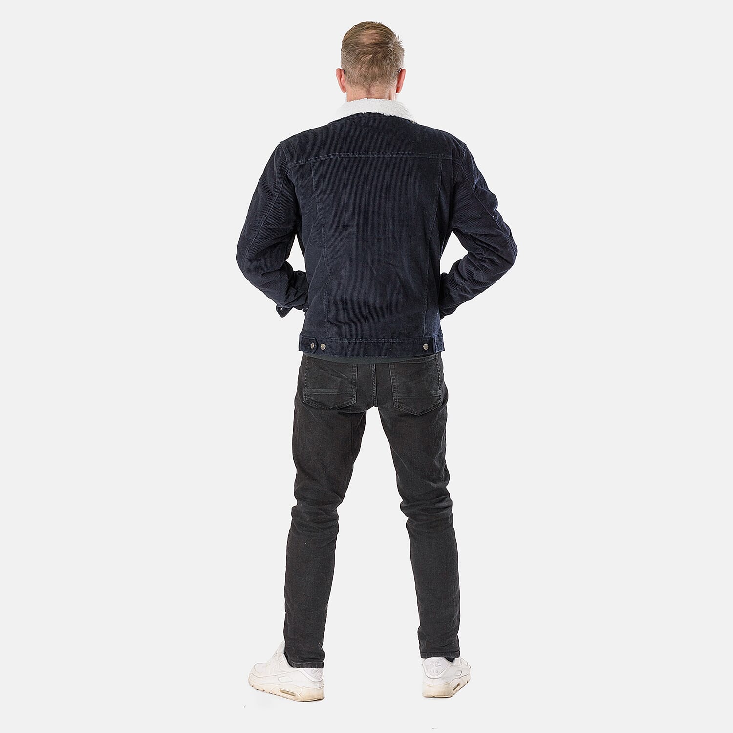 Threadbare 100% Cotton Mens Corduroy Sherpa Collar Jacket (Size L) - Black