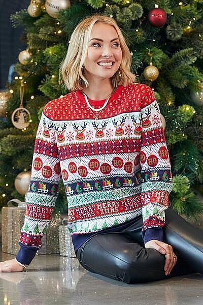 Threadbare Reindeer Design Christmas Jumper (Size 10) - Multi