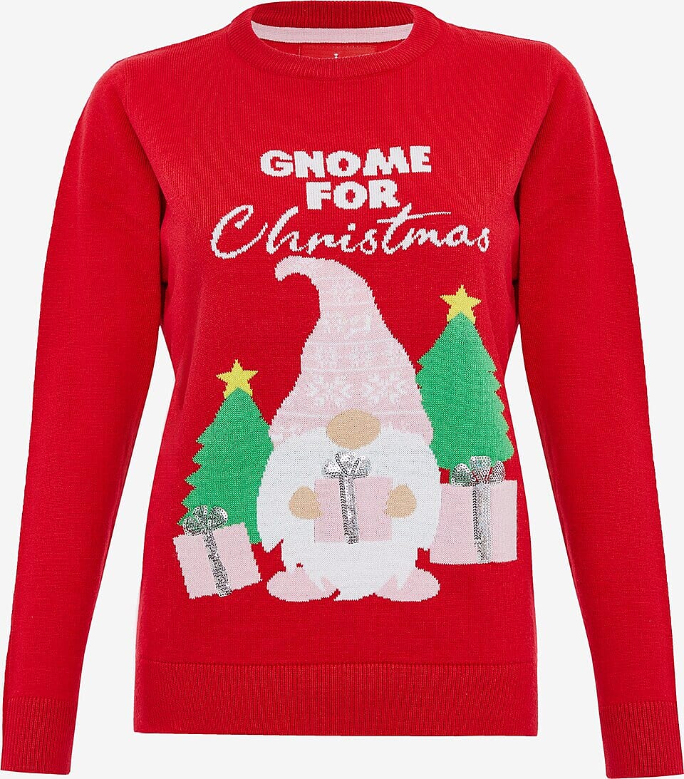 Threadbare Gnome Design Christmas Jumper (Size 10) - Red