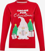 Threadbare Gnome Design Christmas Jumper (Size 10) - Red