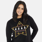 Threadbare Star Design Christmas Jumper (Size 12) - Black