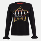 Threadbare Star Design Christmas Jumper (Size 12) - Black