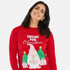 Threadbare Gnome Design Christmas Jumper (Size 8) - Red