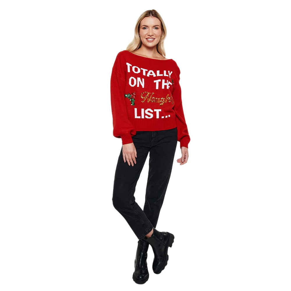 Threadbare Boat Neck Design Christmas Jumper (Size 8) - Red