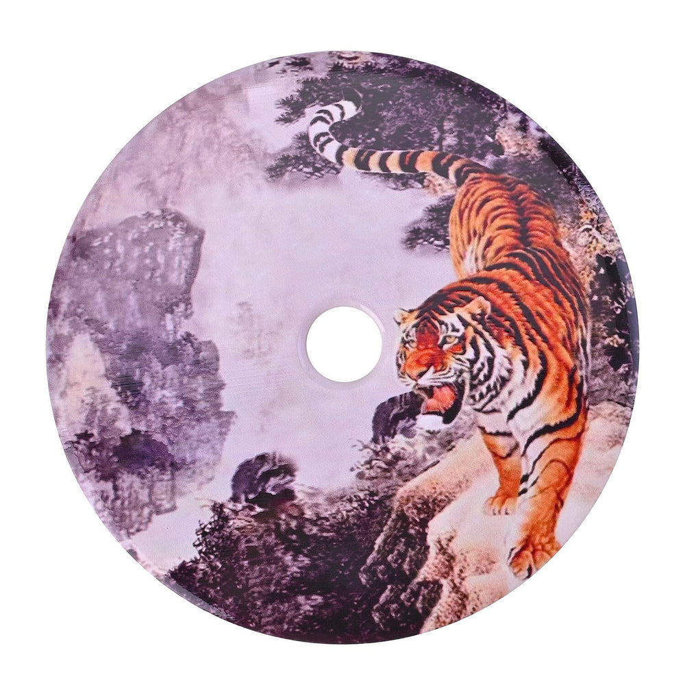 EXCLUSIVE LIMITED EDITION- Serpentine Tiger Painted Disk with Wooden Stand 13255 Cts.Presented in a Gift Box