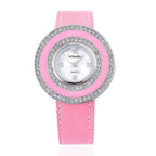 Time Piece Pick Of the Show Deal - STRADA Japanese Movement Mother of Pearl Watch With Interchangeable Bezels - Pink Strap