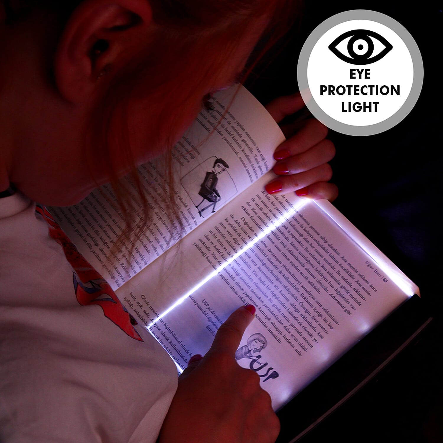 Book Reading Light Panel Lamp - Black