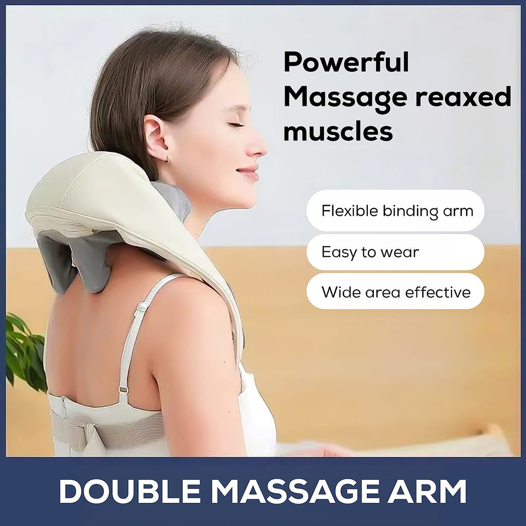 Electric Neck, Shoulder & Back Massager (Battery 1800mAh) - Cream