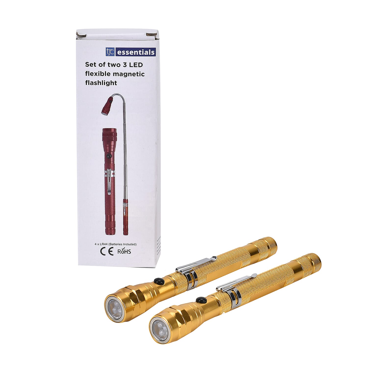 TJC Essential Set of 2 LED Flexible Magnetic Flashlight - Champagne