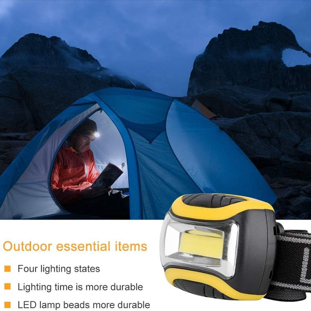 COB Headlight with 3 Light Modes and Adjustable High-Low Beam Flash Light - Yellow