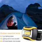 COB Headlight with 3 Light Modes and Adjustable High-Low Beam Flash Light - Yellow