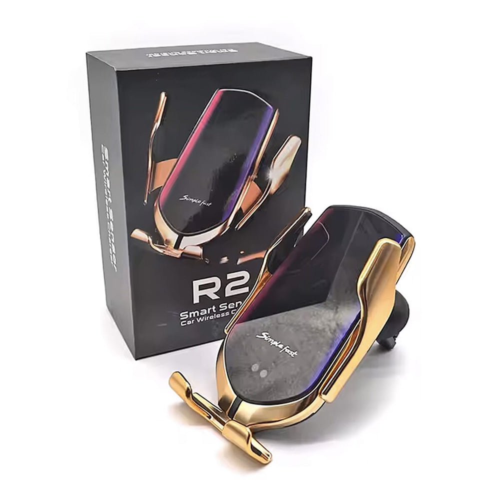Car Wireless Charging Stand - Dashboard Air Vent Mount and Charging for Phones with Qi Enabled -  Gold