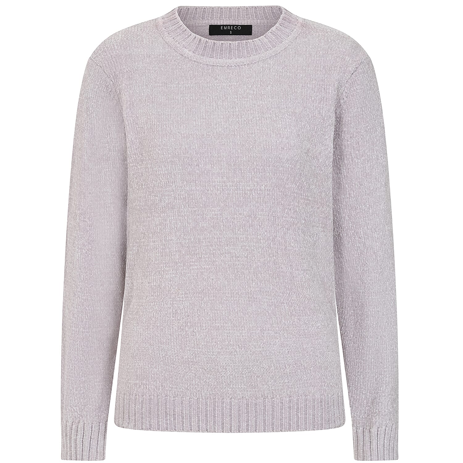 Emreco Plain Round Neck Chenille Jumper (Size L) - Grey