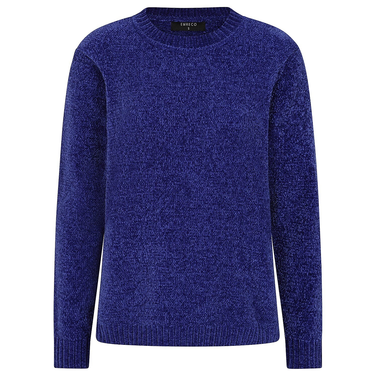 Emreco Plain Round Neck Chenille Jumper (Size M) - Blue