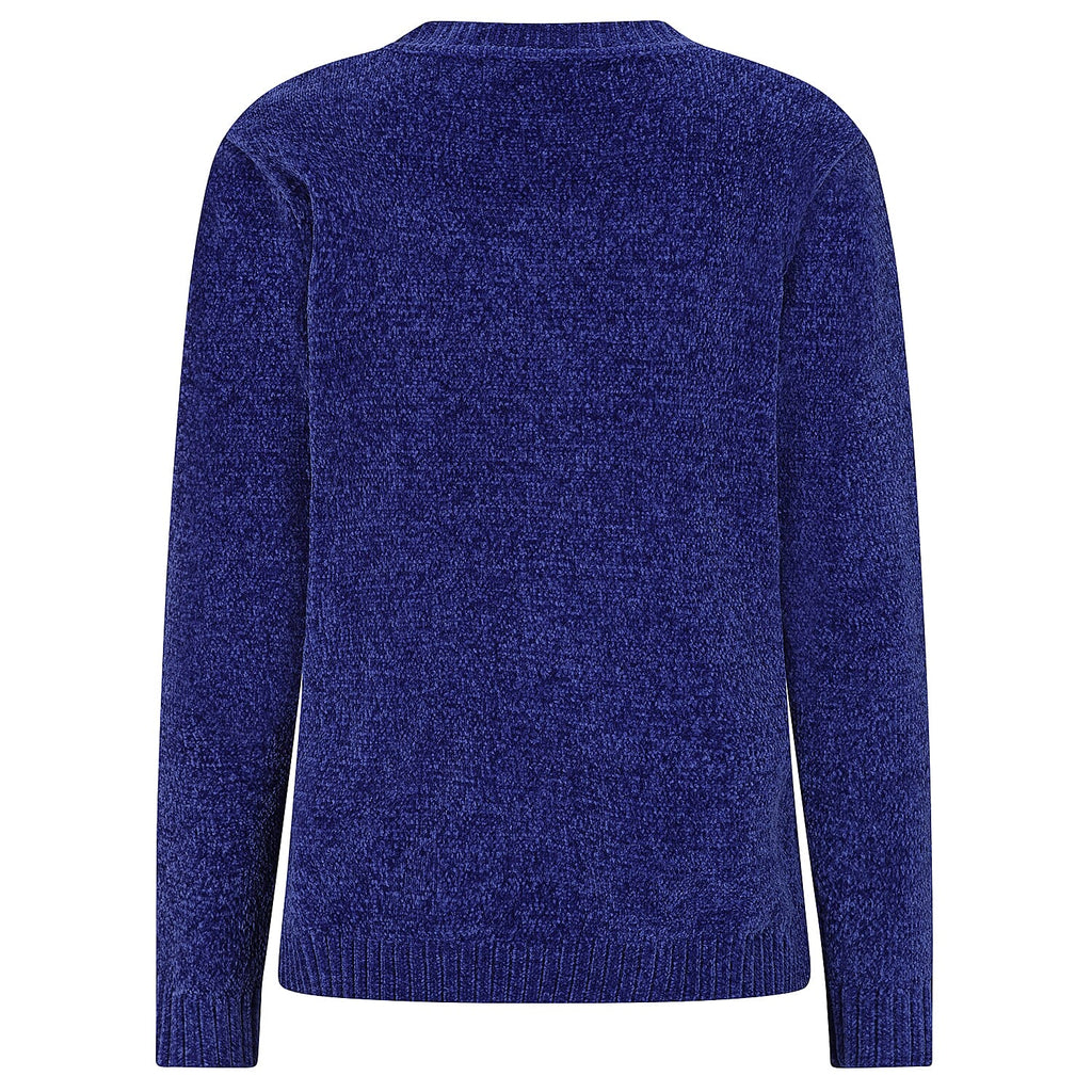 Emreco Plain Round Neck Chenille Jumper (Size M) - Blue