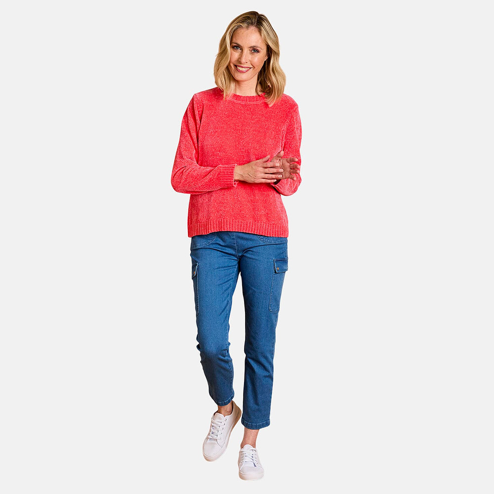 Emreco Plain Round Neck Chenille Jumper (Size M) - Coral