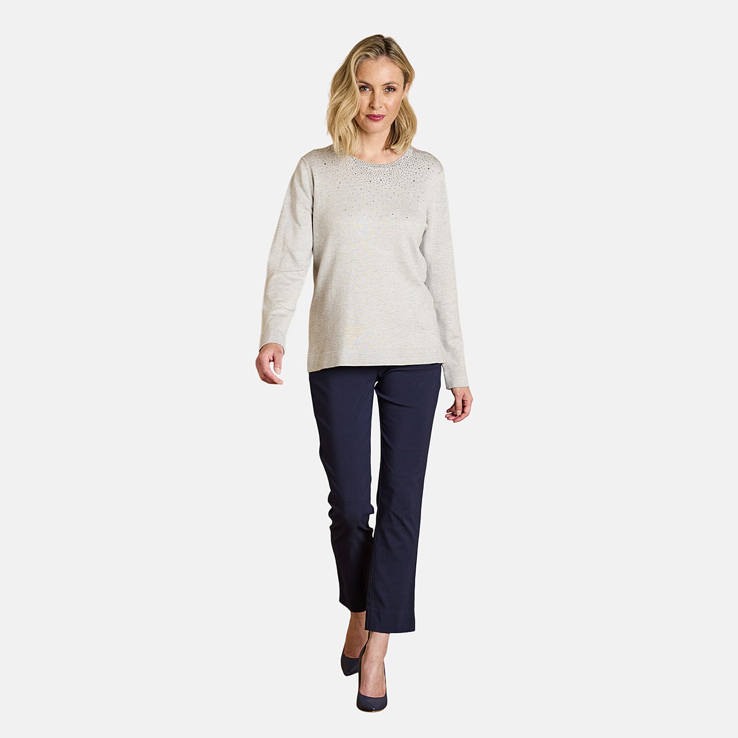 Emreco Plain Round Neck Chenille Jumper (Size M) - Grey