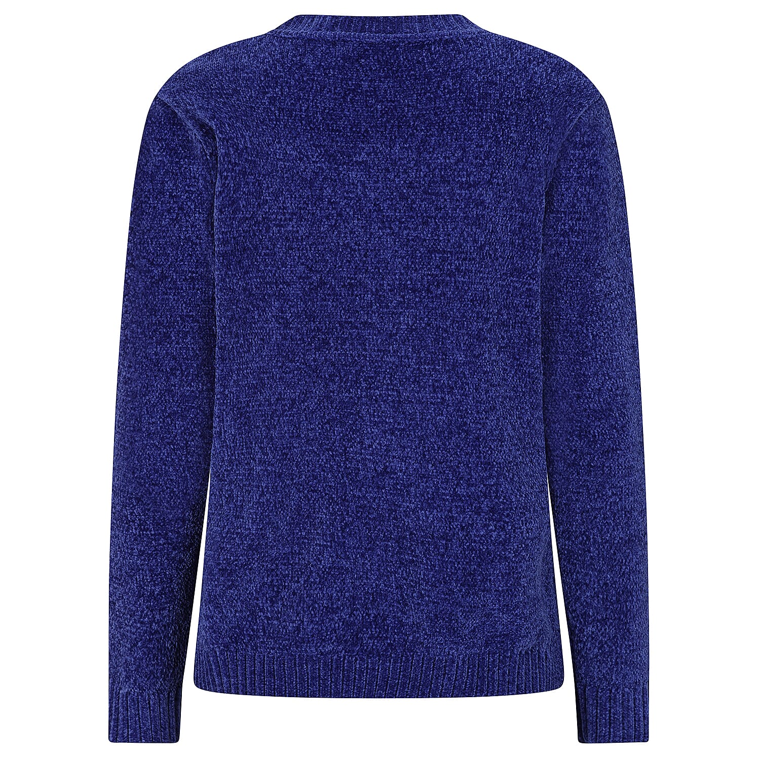 Emreco Plain Round Neck Chenille Jumper (Size S) - Blue