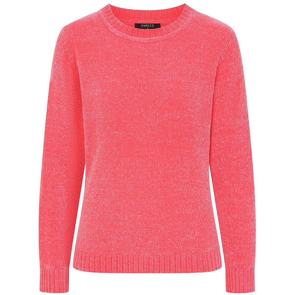 Emreco Plain Round Neck Chenille Jumper (Size S) - Coral