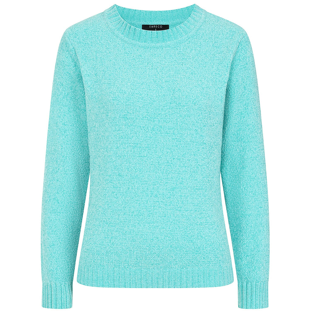 Emreco Plain Round Neck Chenille Jumper (Size S) - Turquoise