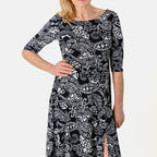 Closeout Deal - Printed Midi Dress (Size - 8) - Navy