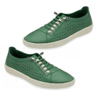 Lotus Kamari Womens Leather Trainers Shoe with Perforated Detail (Size 3) - Green