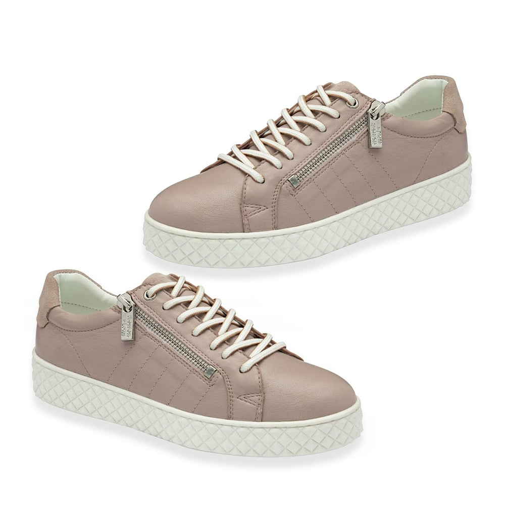 Lotus Stressless Soul Leather Lace-Up Trainers Shoes with Side Zip (Size 4) - Pink