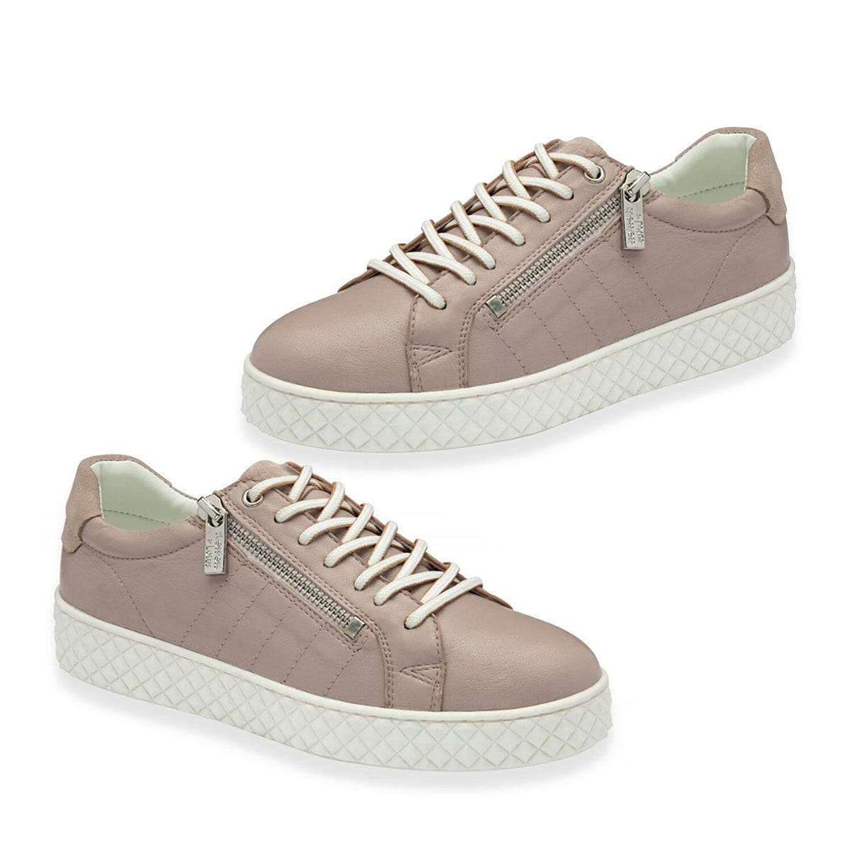 Lotus Stressless Soul Leather Lace-Up Trainers Shoes with Side Zip (Size 4) - Pink