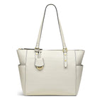 Marks Prime Time Deal - Radley London Genuine Leather Silk Street Large Ziptop Shoulder Bag - Chalk White