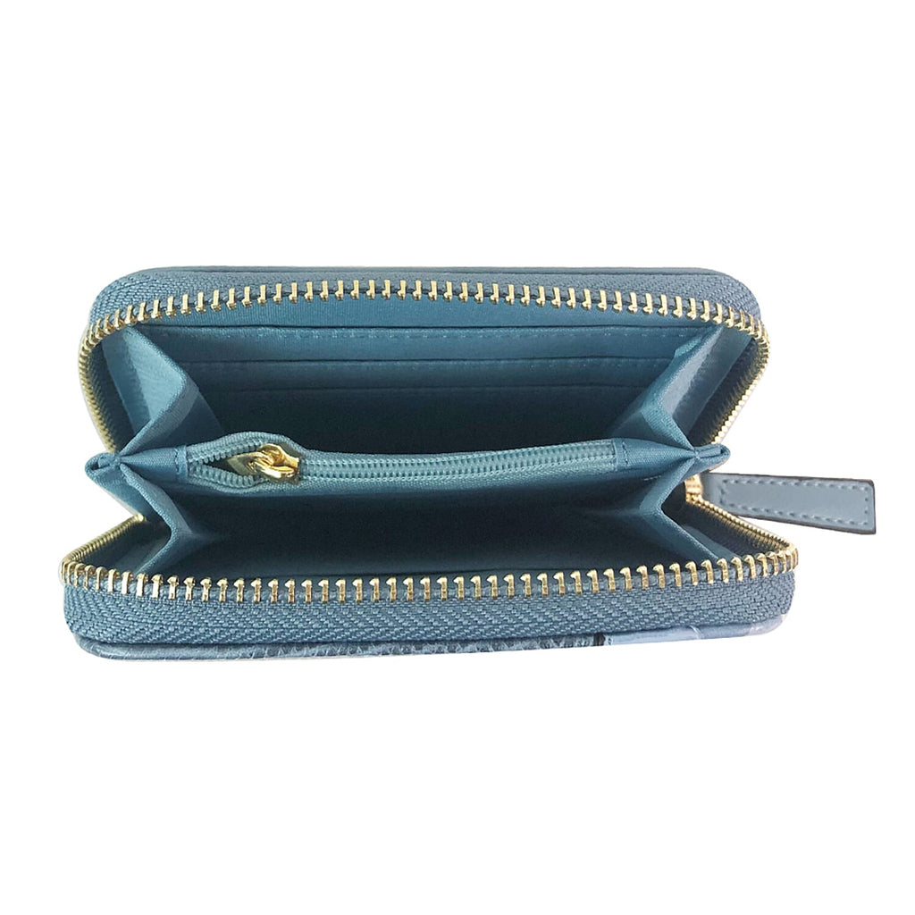 Snake Patterned Zip Short Purse - Blue