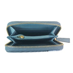 Snake Patterned Zip Short Purse - Blue