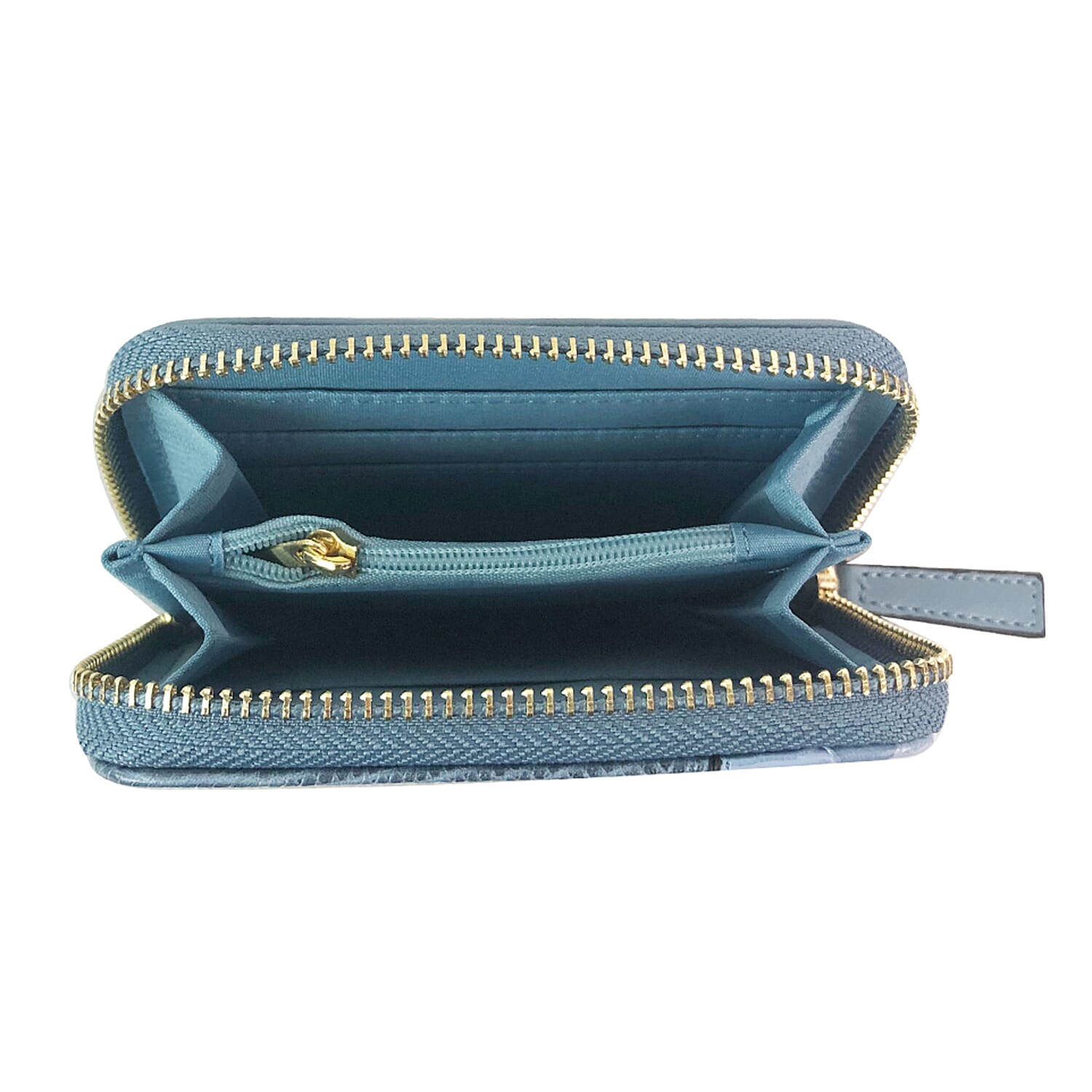 Snake Patterned Zip Short Purse - Blue