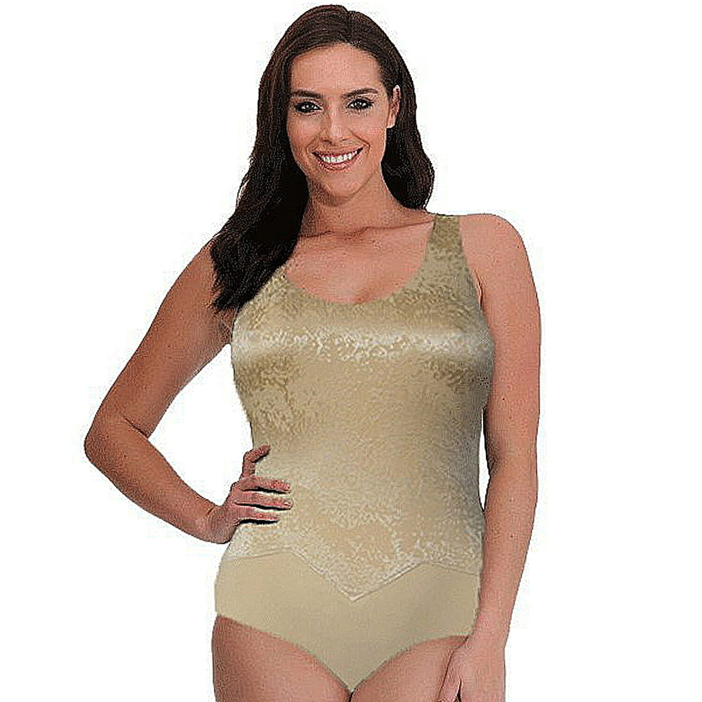 Laser-Cut Lace Bodysuit (Size M) - Nude