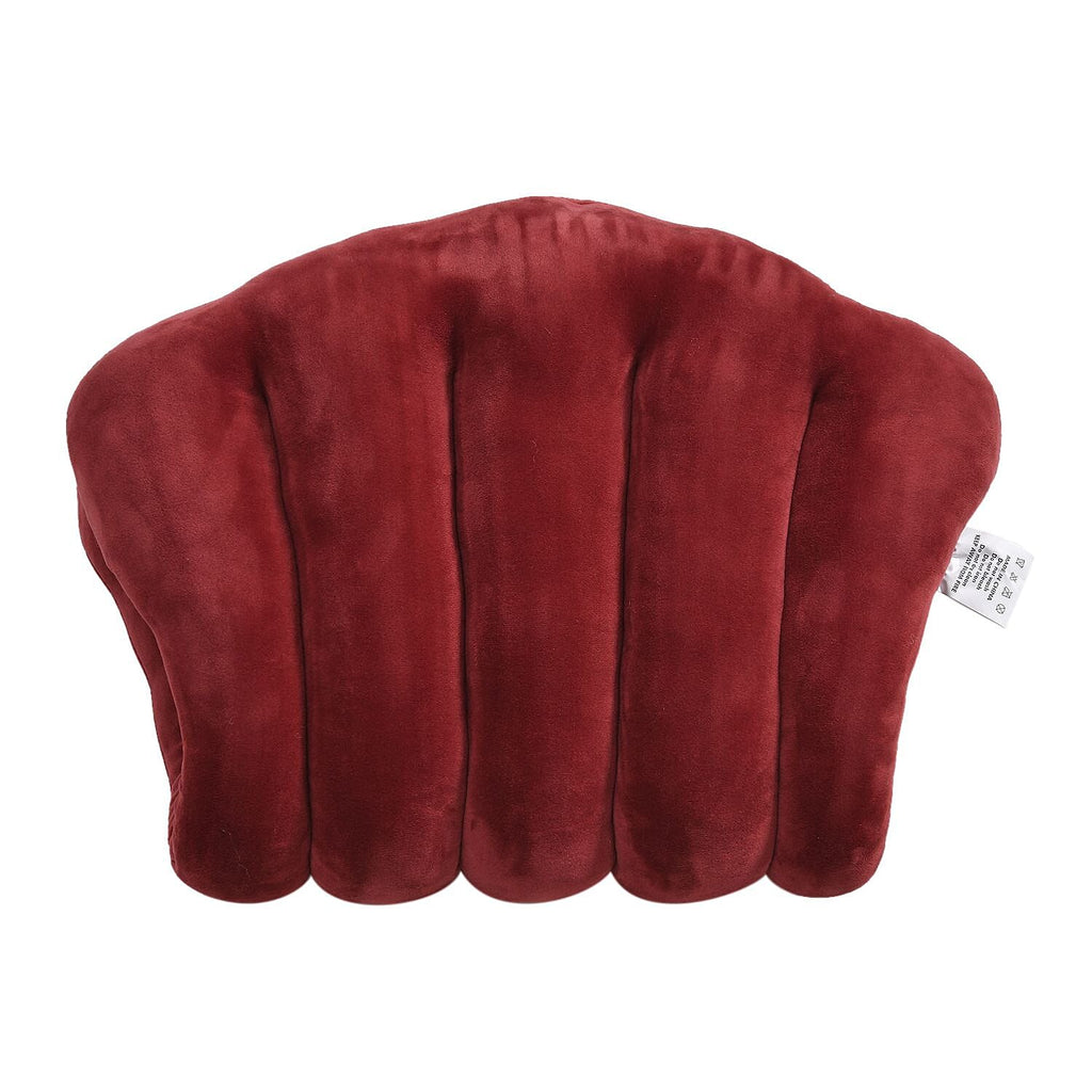 Back Support - Woven Scallop Shaped Cushion (Size 70x42 cm) - Red